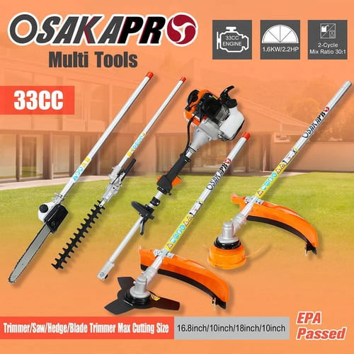 33CC 4-In-1 Gas Garden Tool System With Pole Saw, Hedge Trimmer, Grass Trimmer And Brush Cutter - Orange/Black