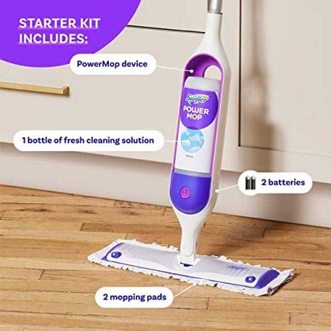 Swiffer PowerMop Starter Kit With 2 Mop Pad Refills And 2 Batteries - PowerMop