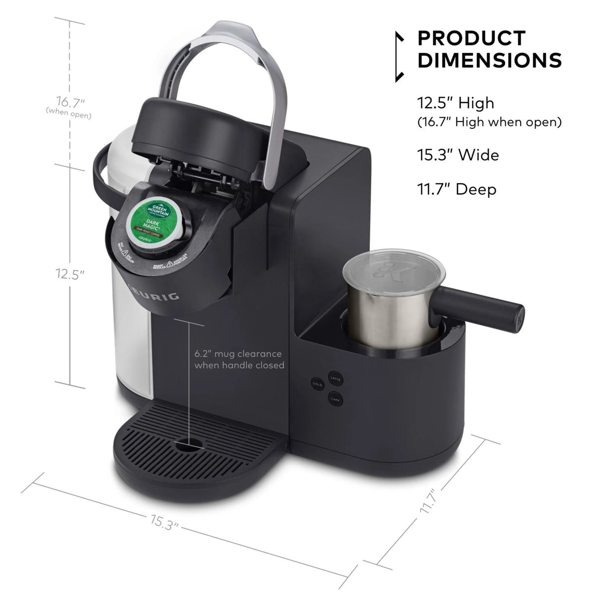 Keurig K-Cafe Single Serve K-Cup Coffee, Latte And Cappuccino Maker - Dark Charcoal