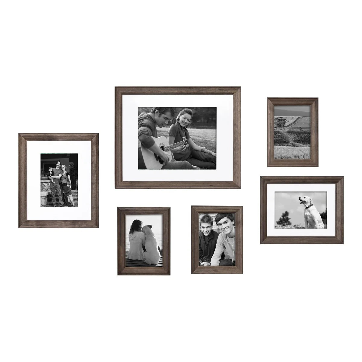 Gallery Wall Picture Frame Set, 6-Piece Wood Frames With 11 x 14 in, 8 x 10 in, 9 x 7 in, And 5 x 7 in Sizes