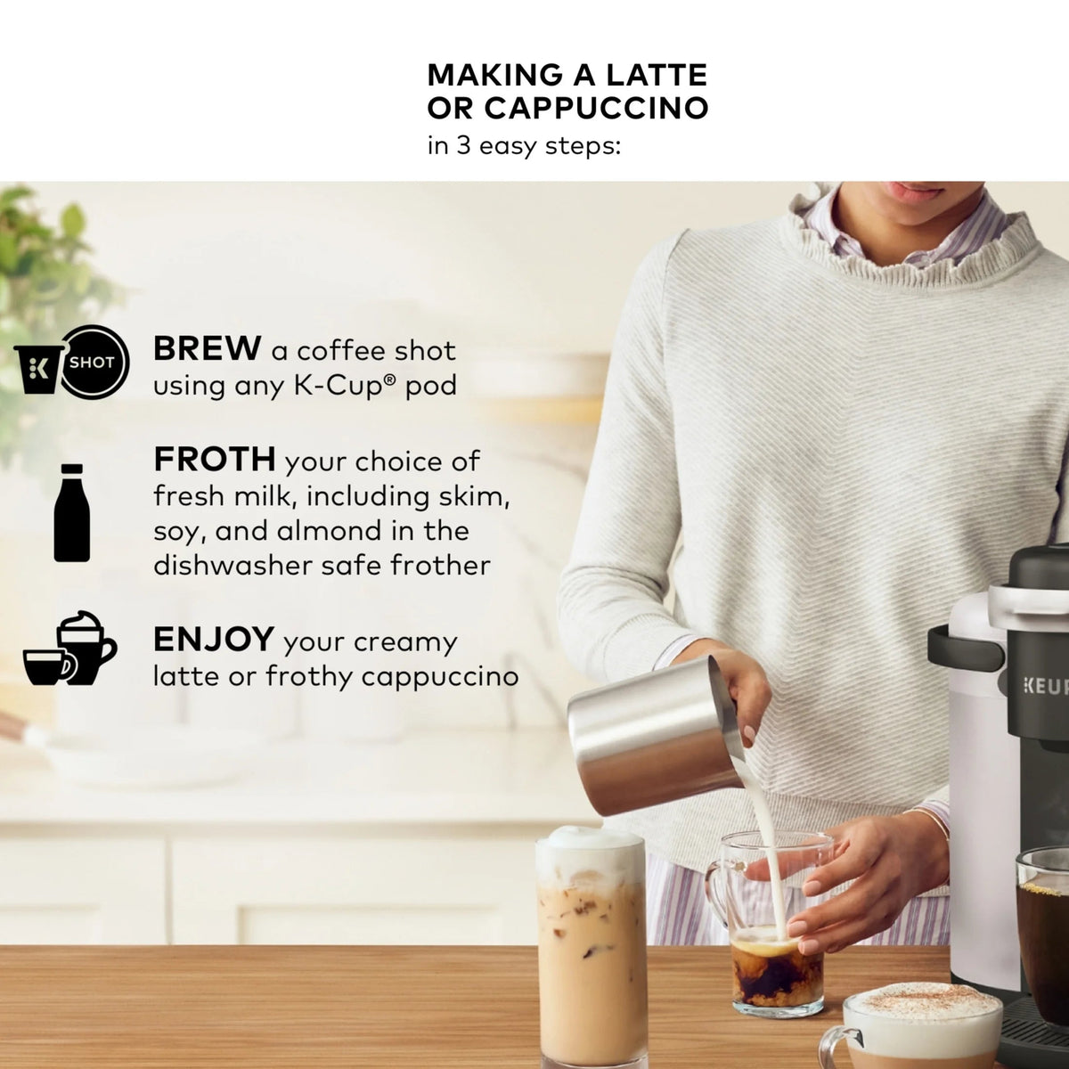 Keurig K-Cafe Single Serve K-Cup Coffee, Latte And Cappuccino Maker - Dark Charcoal