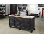 72 Inch Gloss Black Mobile Workbench Tool Chest With Casters And 18 Drawers