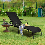 Fabric Folding Outdoor Chaise Lounge Chairs, 2 Pcs, 5 Position