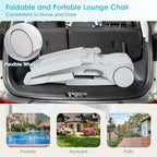 Folding Plastic Outdoor Chaise Lounge Chair With Wheels, 6-Position, 65.5 x 29 x 16.5-37 in, 330 lbs