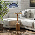 Wood Round Pedestal End Table With MDF Top And Solid Fir Wood Base