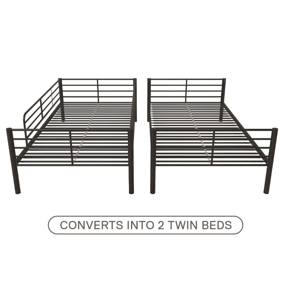 Mainstays Convertible Twin Over Twin Metal Bunk Bed - Black