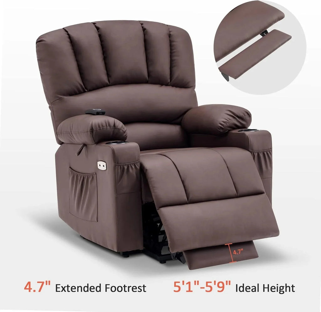 Heated Lift Recliner for Seniors with USB and Cup Holders