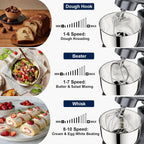 Camic Stand Mixer, 4.2QT + 5.3QT Stainless Steel Bowls, 10 Speeds - Grey