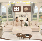 108 Inch U Shape Sectional Sofa With Removable Footstool
