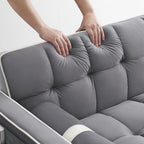 GNIXUU 3 In 1 Sleeper Sofa Couch Bed, Tufted Velvet Convertible Loveseat Futon, Gray, 55.5in