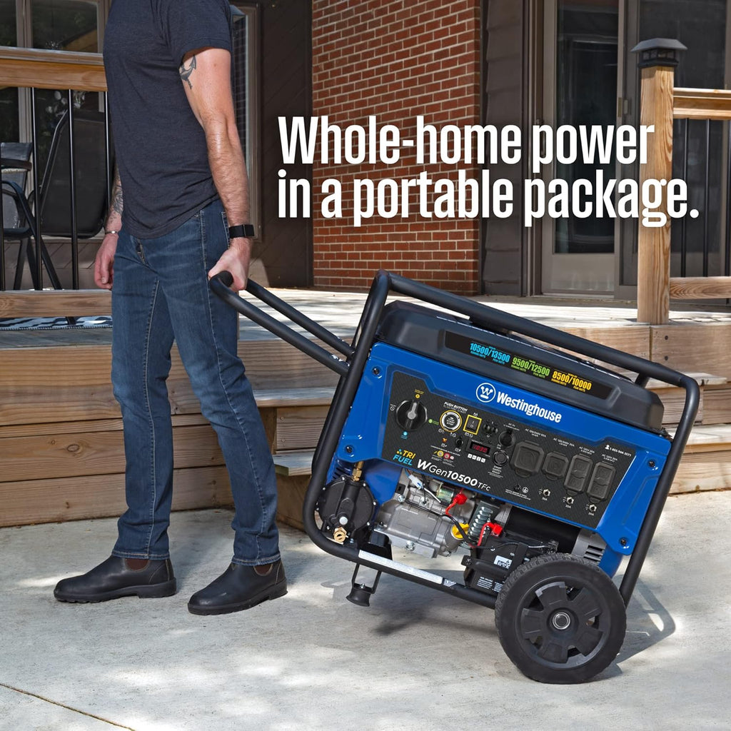 Westinghouse Tri-Fuel Portable Generator, 13500 Peak Watt, Remote Electric Start