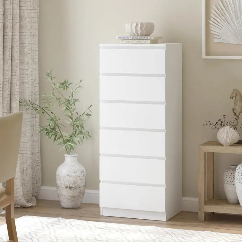 Merryluk 6-Drawer White Dresser - Iron