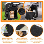Pet Stroller With 4 Wheels For Small And Medium Dogs And Cats - Foldable, Oxford Cloth, 30 lbs Capacity