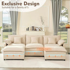 108 Inch U Shape Sectional Sofa With Removable Footstool