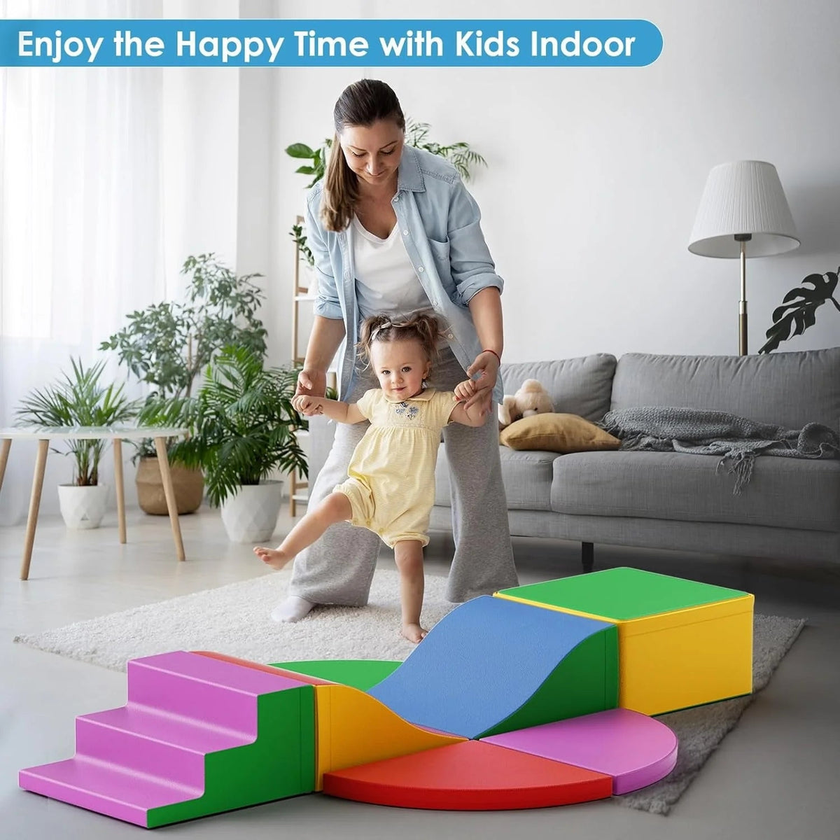 Soft Play Climbing Blocks for Toddlers, 9 Pieces, Colorful