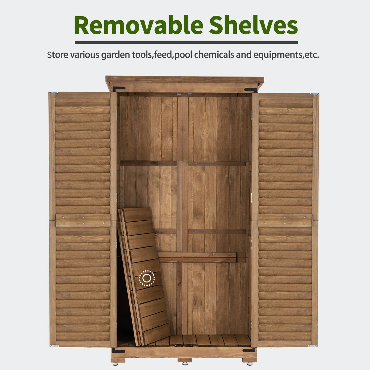 MCombo Tall Garden Wood Storage Shed, Brown - 1.52 x 2.85 ft