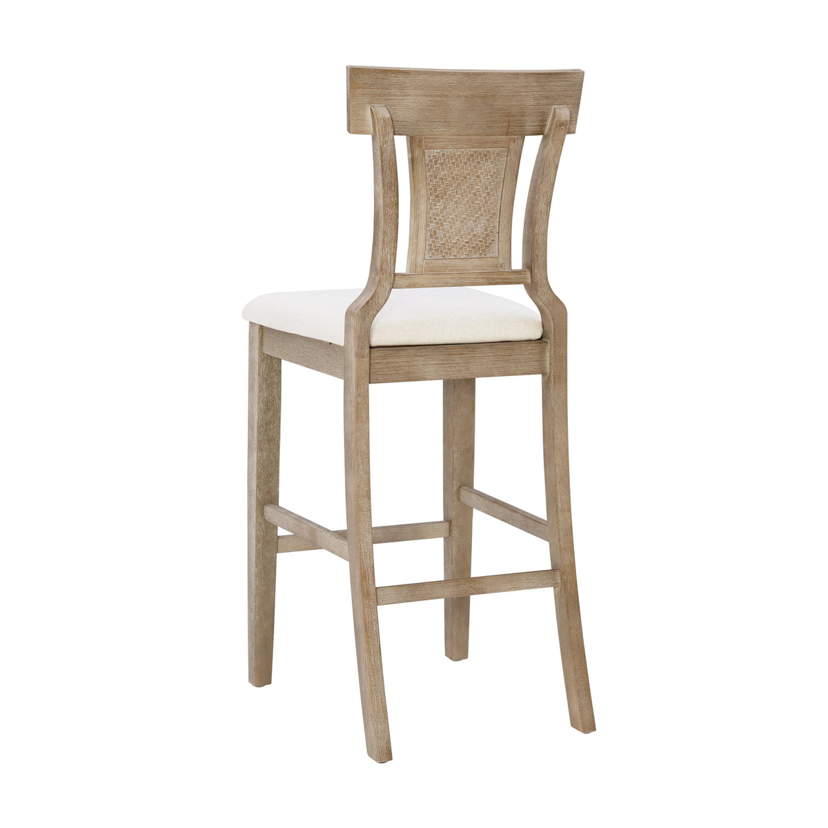 Linon Bar Stool 30 inch Rustic Brown Finish With Beige Fabric - Rylan