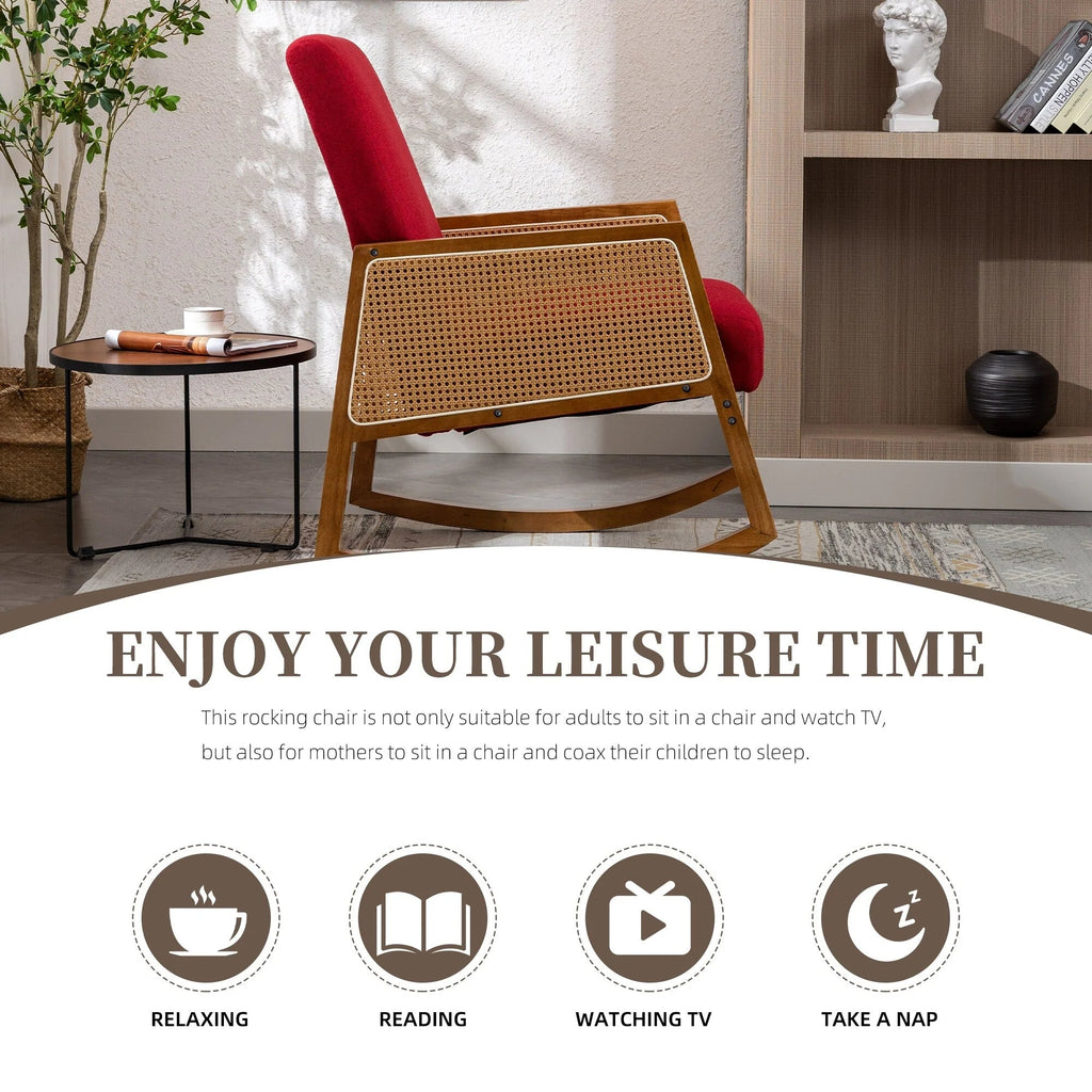 Upholstered Tall Back Gliding Rocking Armchair