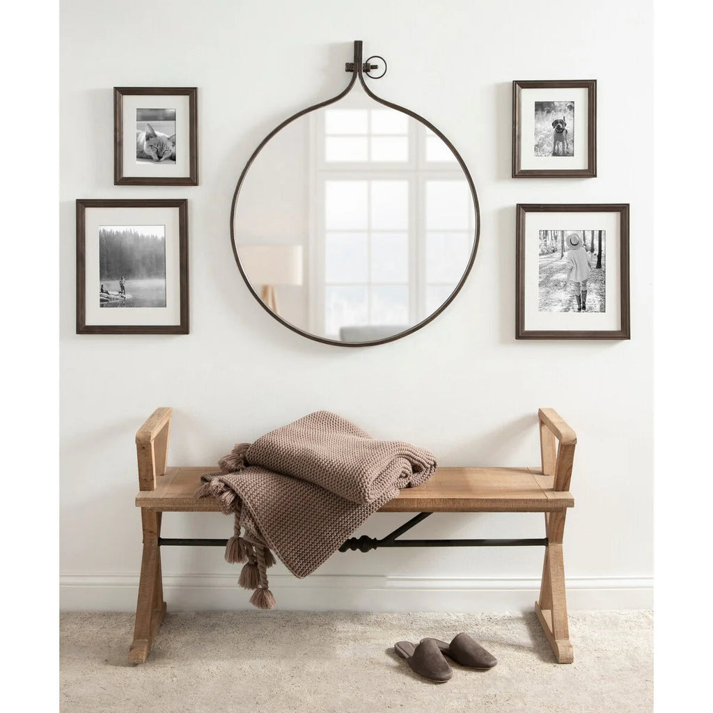 Modern Round Wall Mirror With Decorative Metal Frame