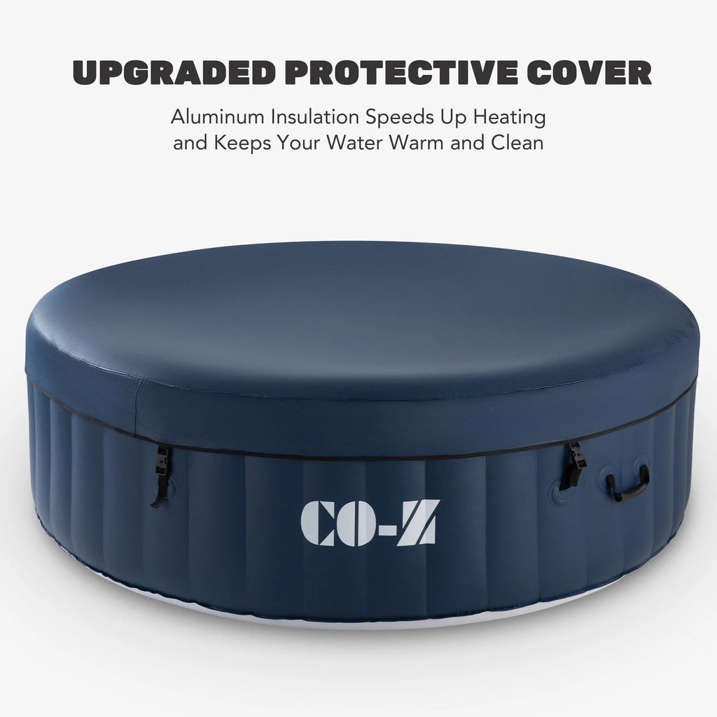 CO-Z PVC Square Inflatable Spa Tub, 5 x 5 ft, 4-Person, 120 Jets, Blue