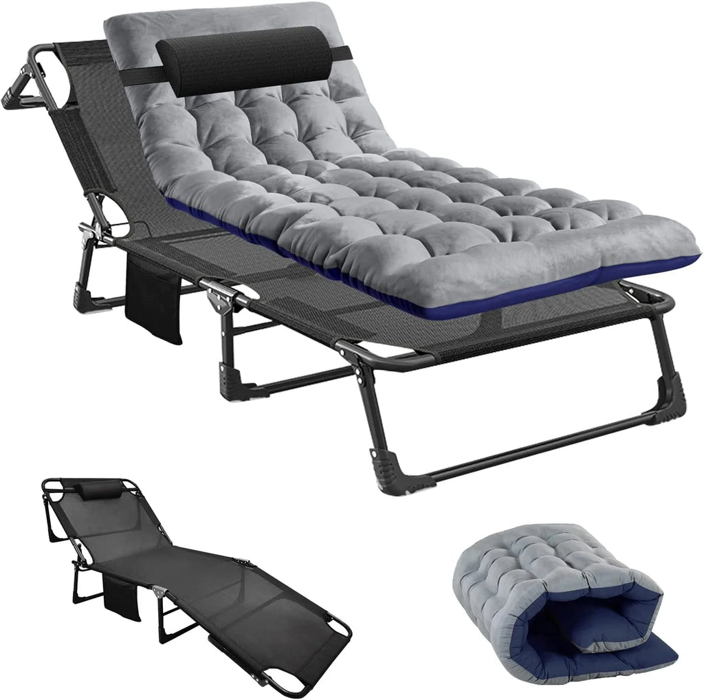 Slsy 5-Position Adjustable Folding Lounge Chair And Cot - 75.2" x 25.6" x 11.8"