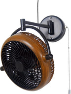 Wall-Mounted Rotatable Fan With Foldable Arm, Walnut, 10 Inch