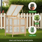 Youmumeub Wooden Cold Frame Greenhouse With 2-Tier Raised Garden Planter And Polycarbonate Panels - Foldable, Natural Wood