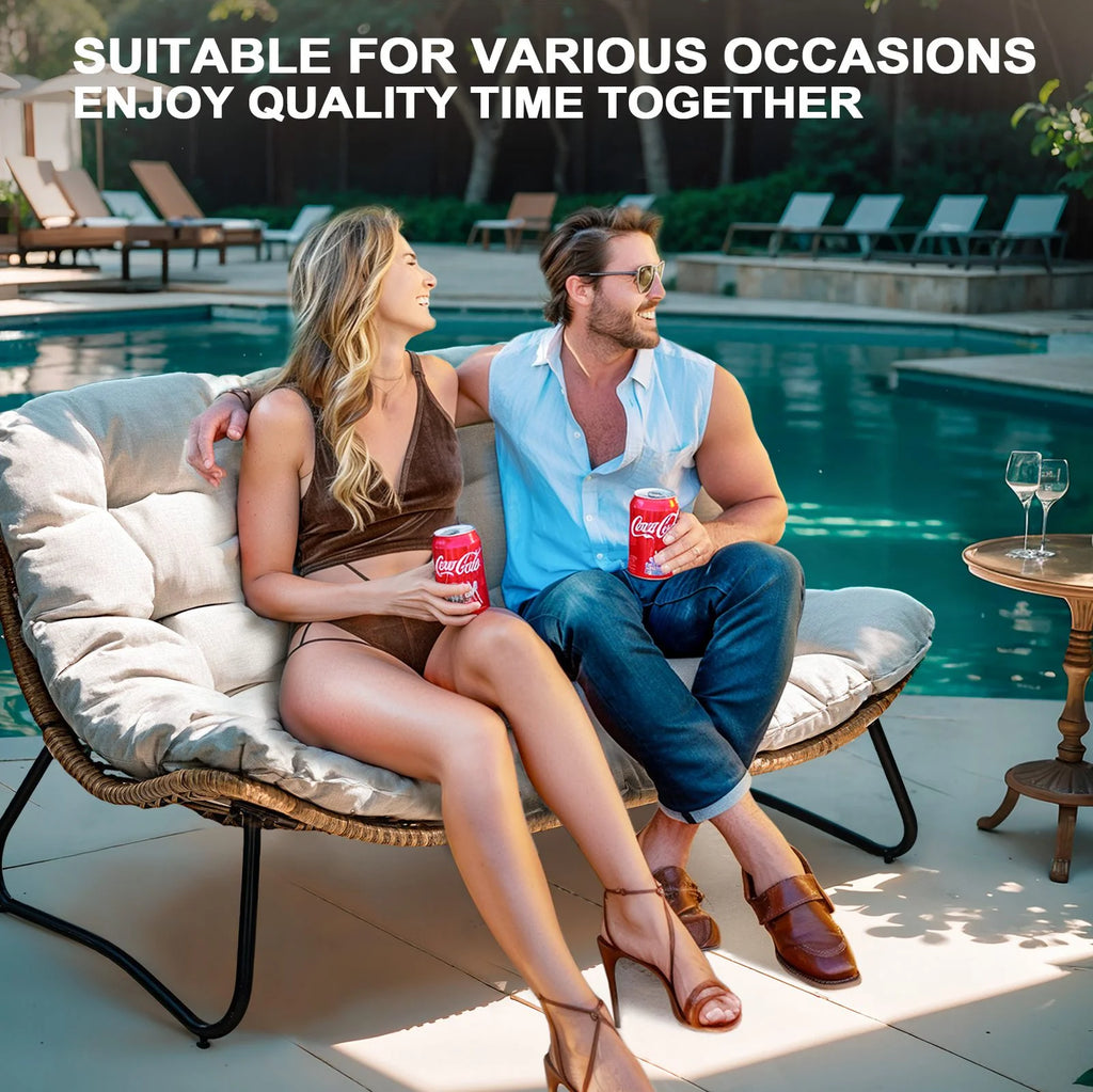Crestlive Products Patio Loveseat With Cushions, Beige, 53 in x 36 in x 30 in, 350 Pounds Capacity