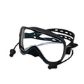 Silicone Large-Frame Swimming Goggles With Cap Set, Black - Clear Lens