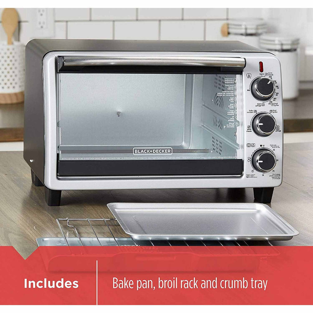 BLACK+DECKER 6-Slice Toaster Oven, Black - TO1950SBD