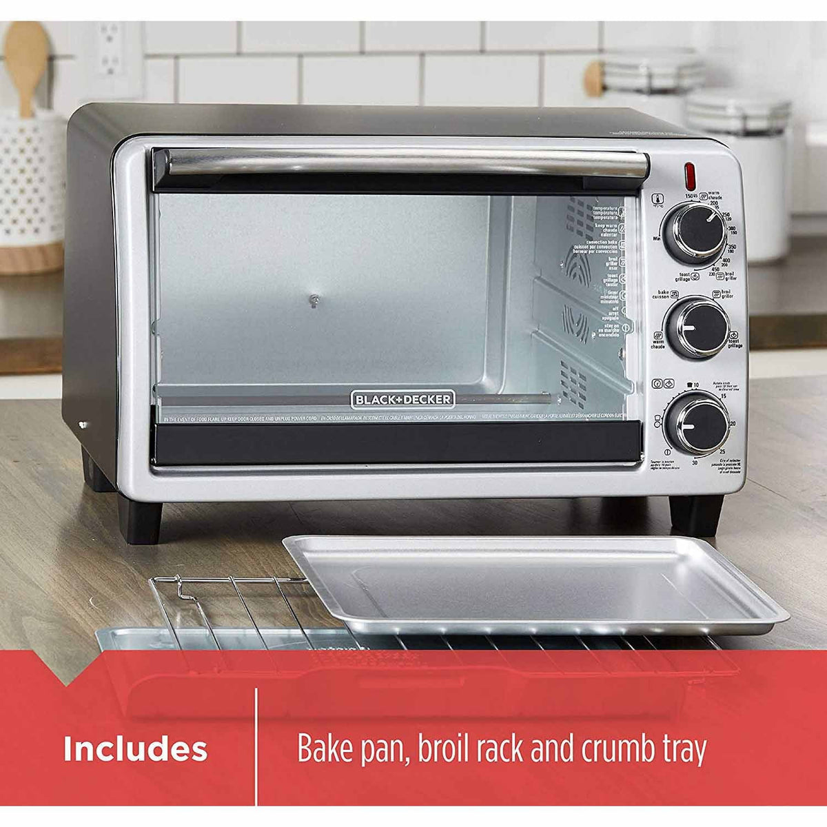 BLACK+DECKER 6-Slice Toaster Oven, Black - TO1950SBD