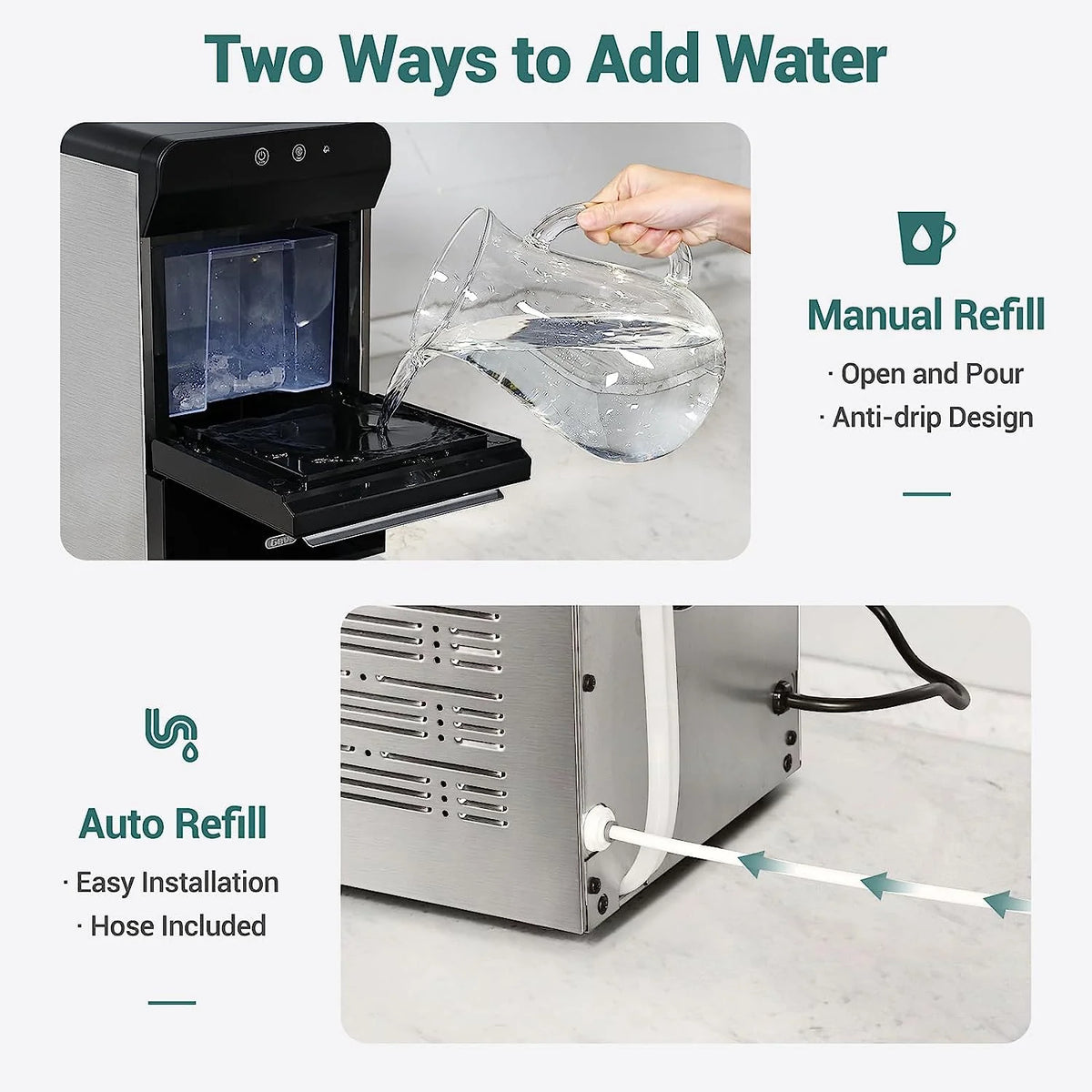 Gevi Countertop Self-Cleaning Nugget Ice Maker, 30 Lbs/24 Hours, 2.8L - V2.0