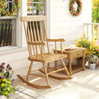 Costway Rubber Wood Rocking Chair, White, 22 x 32 x 44 in, 300 lbs
