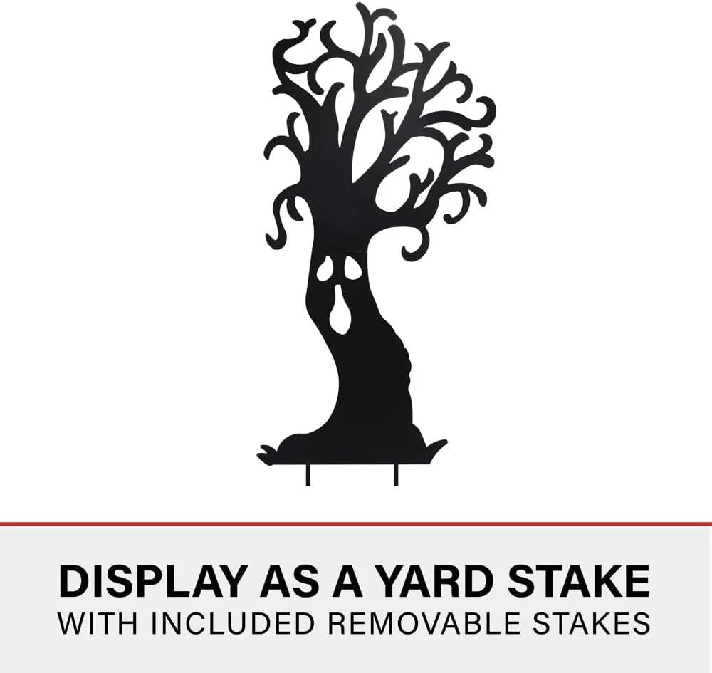 Haunted Hill Farm Black Iron Haunted Tree Silhouette, 0.8 x 34.5 x 66.5 inches - HHMTTREE066-0BLK