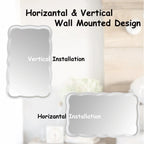 Curved Scallop Wood Frame Accent Mirror, 23.5 in L x 38 in W x 1 in H - Antique-Brown Or White