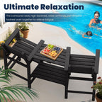 PLUUV Tall Adirondack Bar Chairs Set of 2, All-Weather HDPE - Removable Double Connecting Trays