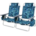 Costway Folding Backpack Beach Chairs 4-Pack, 5-Position Adjustable