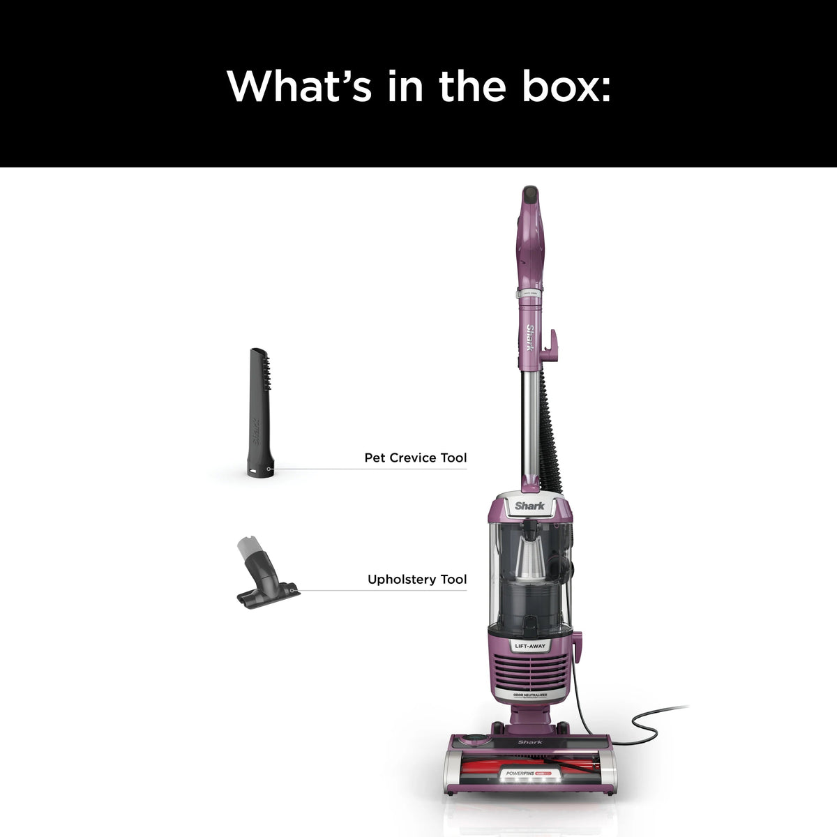 Shark Upright Vacuum With Lift-Away, PowerFins HairPro, Odor Neutralizer, Purple - ZD550