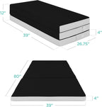Best Choice Products Queen-Size 4in Tri-Fold Foam Mattress With Carry Case - Grey