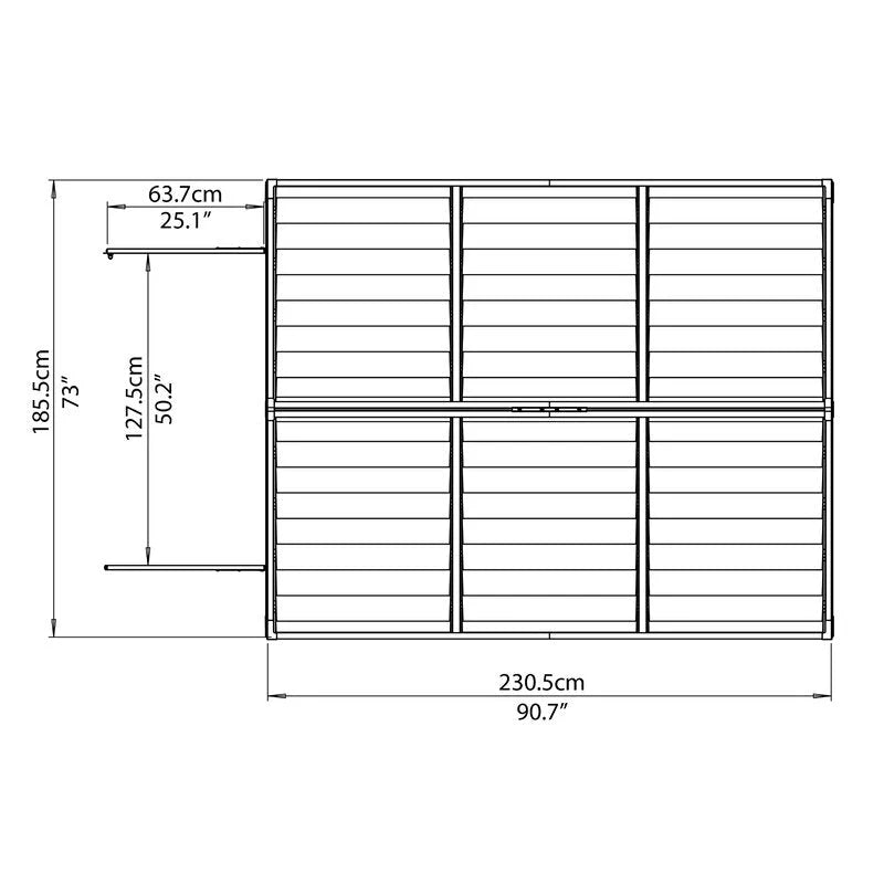 SkyLight Polycarbonate Storage Shed, Gray/Black, 6 ft W x 7.5 ft D
