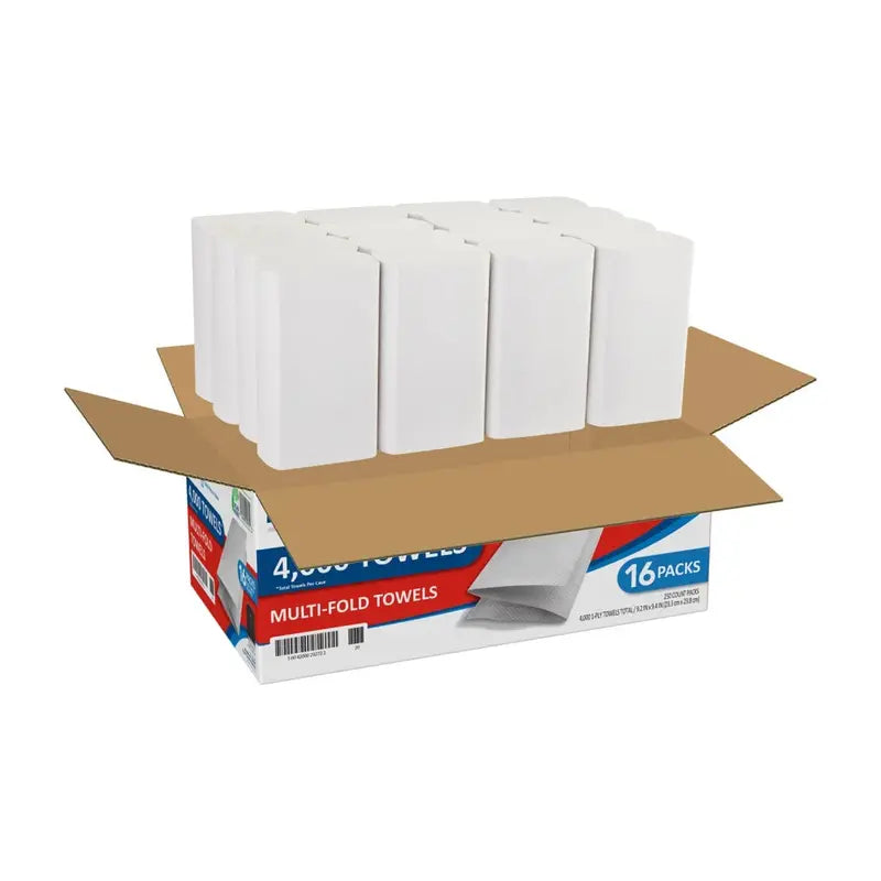 Marathon Multifold 1-Ply Paper Towels, White, 9.2 x 9.4 inch, 4,000 Towels/Case - SFI Certified
