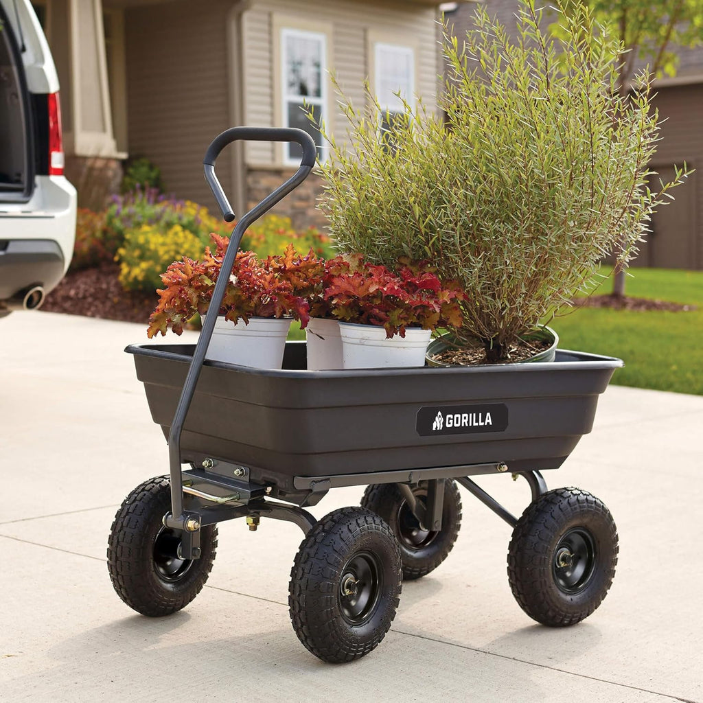 Gorilla Carts Utility Dump Wagon 6 Cubic Feet 1200 lb Capacity Black - GOR6PS