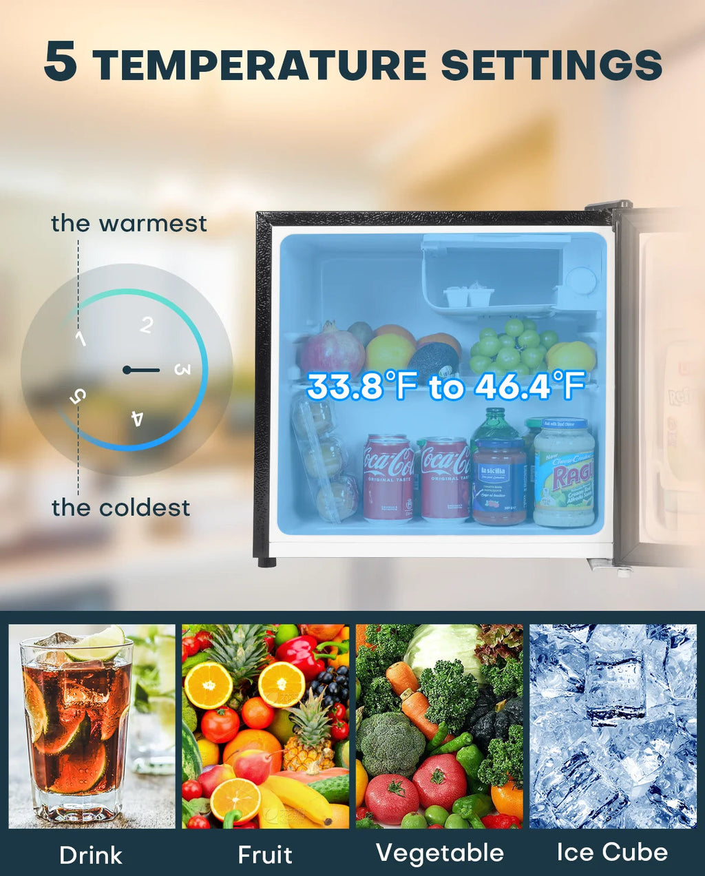 Upstreman 1.7 Cu Ft Single-Door Mini Fridge With Freezer, Black - FR17