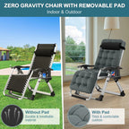 NAIZEA Zero Gravity Chair With Removable Cushion, Cup Holder, and Black Color