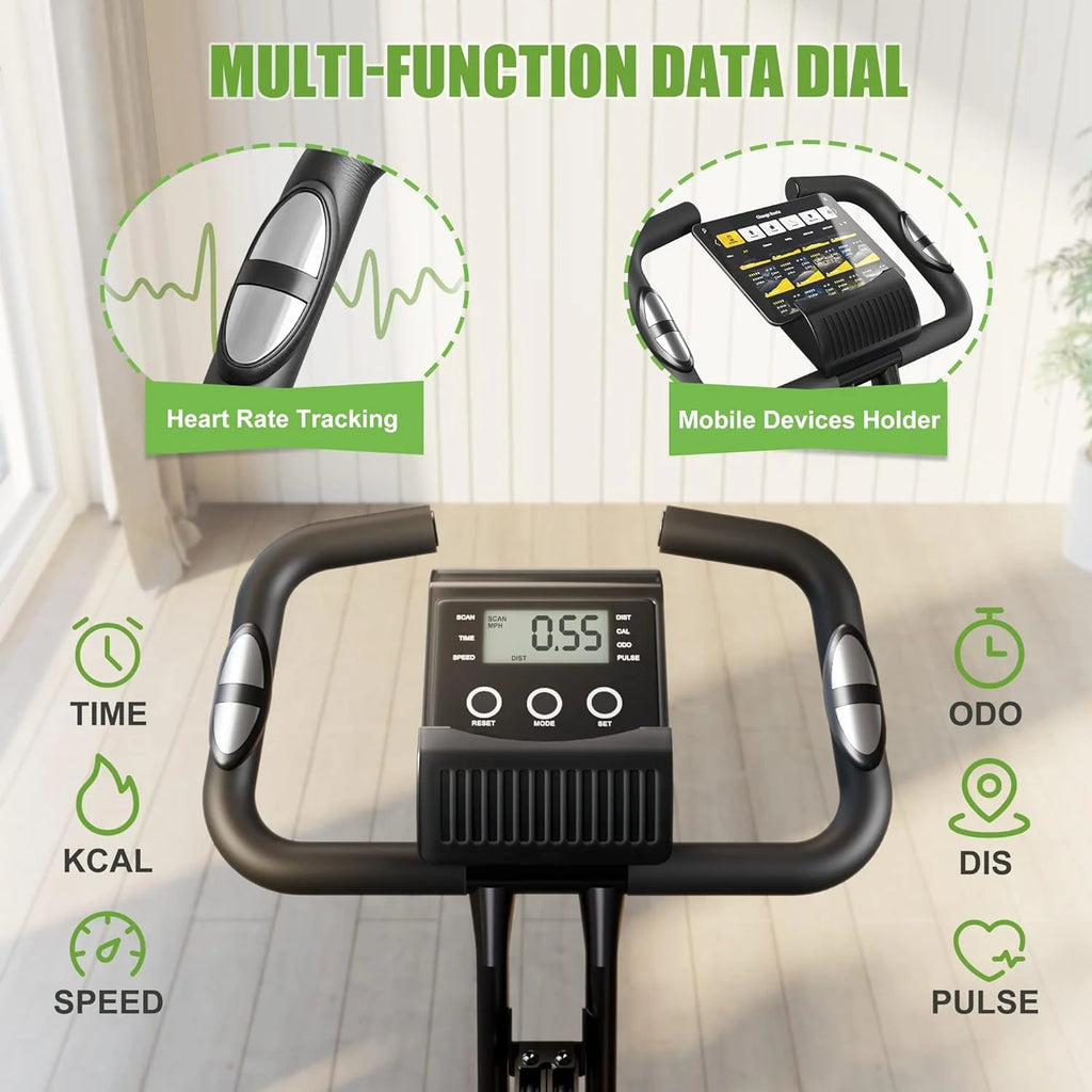 Caromix Folding Exercise Bike, 4 in 1, 16-Level Magnetic Resistance, 330LB Capacity