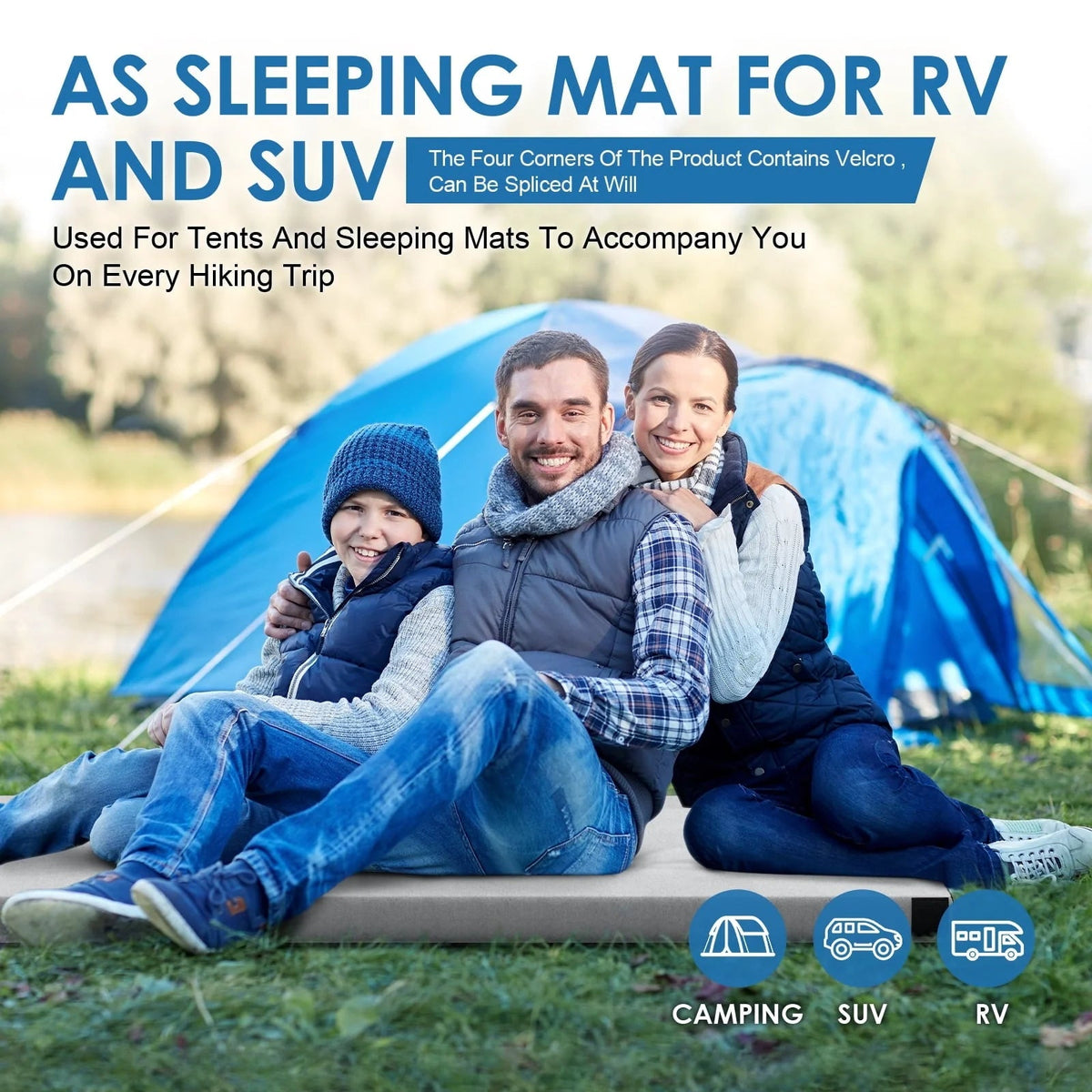 KingChii 3 Inch Thick Memory Foam Camping Mattress With Removable Waterproof Topper And Travel Bag