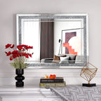 SHYFOY Rectangle Decorative Wall Mirror With Crushed Diamond, Silver