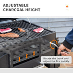 Outsunny Charcoal Grill BBQ With Adjustable Charcoal Height, Black - 846-077