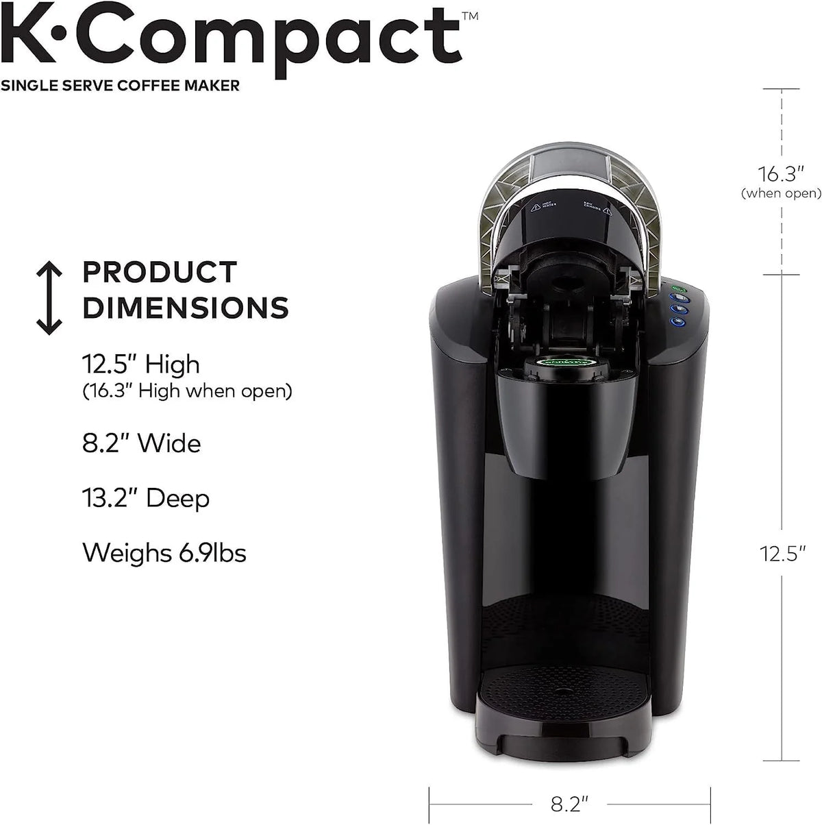 Keurig K-Compact Single-Serve K-Cup Pod Coffee Maker, Black, 36 oz - MAIN-85544