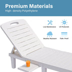 Outdoor Adjustable Patio Lounge Chair Set Of 2 With Side Table, White - 74.5 x 24.4 x 30 inch